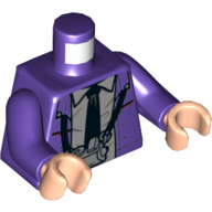 Lego Torso Jacket, White Shirt, Black Tie, Ticket Machine Print (Knight Bus Conductor), Dark Purple Arms, Light Nougat Hands / Dark Purple