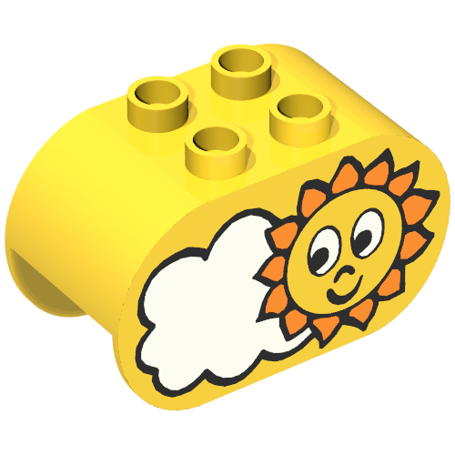 Lego Duplo Brick 2 x 4 x 2 Rounded Ends with Sun and Cloud Print