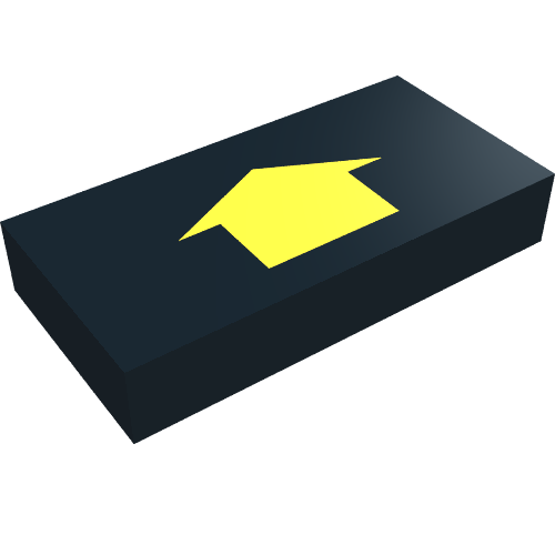 Lego Tile 1 x 2 with Arrow Short Yellow without Black Border Print / Black