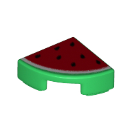 Lego Tile Round 1 x 1 Quarter with Watermelon Print