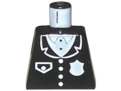Lego Torso Police Suit with White Badge and Pocket Pattern / Black