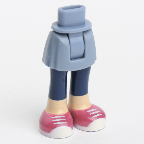 Lego Minidoll Hips and Short Skirt with Light Nougat Legs with Short Dark Blue Leggings, Magenta Shoes with White Laces Print