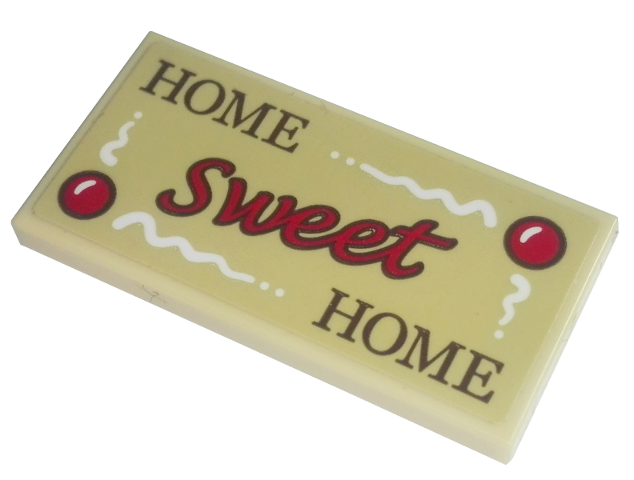 Lego Tile 2 x 4 with 'HOME Sweet HOME' Pattern (Sticker) - Set 10267 / Tan