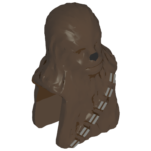 Lego Minifig Head Special, Wookiee with Silver Bandolier / Black Nose Print / Brown