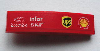 Lego Slope, Curved 4 x 1 with 'MAGNETI MARELLI', 'brembo', 'infor', 'SKF' and ups and Shell Logos Pattern Model Right Side (Sticker) - Set 75913