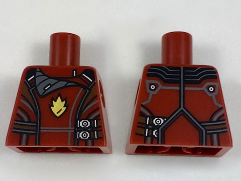 Lego Torso Jacket with Dark Bluish Gray Collar, Silver Side Clasps and Gold Badge Pattern (Rocket)