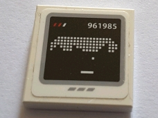 Lego Tile 2 x 2 with Screen with White '961985' and Pixelated Pattern (Sticker) - Set 75827