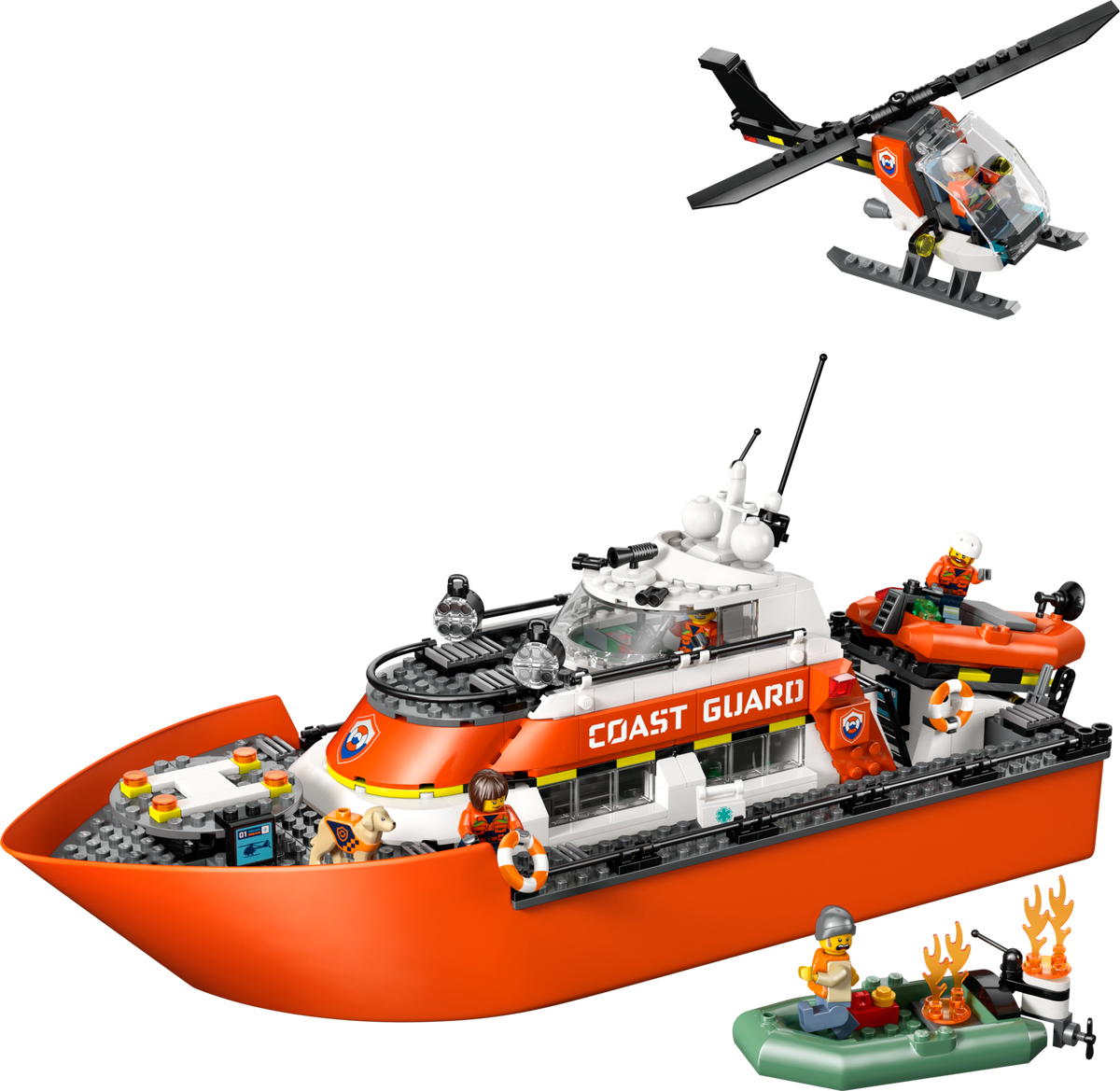 Lego Coast Guard Rescue Boat & Helicopter