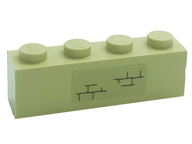 Lego Brick 1 x 4 with Bricks Pattern (Sticker) - Set 71043 / Tan