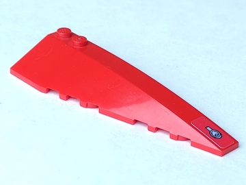 Lego Wedge 10 x 3 Right with Silver Ring Latch Pattern (Sticker) - Set 8156 / Red
