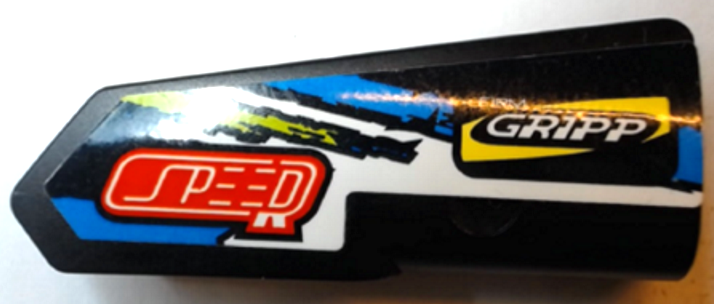 Lego Technic, Panel Fairing #21 Very Small Smooth, Side B with 'SPEED', 'FIRM GRIPP' and Blue, Lime and White Stripes Pattern (Sticker) - Set 42103