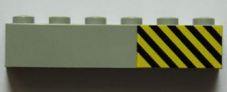 Lego Brick 1 x 6 with Black and Yellow Danger Stripes Pattern Right (Sticker) - Set 7823