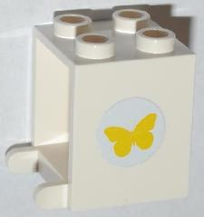 Lego Container, Box 2 x 2 x 2 with Yellow Butterfly Pattern (Sticker) - Set 3315