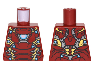Lego Torso Armor with Partial White and Blue Circle and Gold, Silver and Blue Plates (Mark 46) Pattern / Dark Red