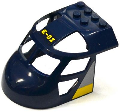 Lego Aircraft Fuselage Forward Top Curved 6 x 8 x 4 with 'E-03', Light Bluish Gray Triangle and Yellow Stripe Pattern on Both Sides (Stickers) - Set 60093