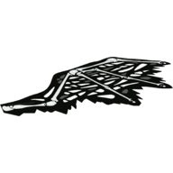 Lego Wing, Right, White Bones Print / Black