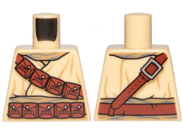 Lego Torso SW Tusken Raider with Reddish Brown Diagonal Belt with Pouches Pattern / Tan