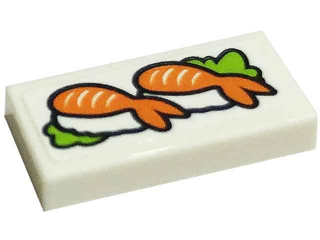 Lego Tile 1 x 2 with Orange Sushi Pattern (Sticker) - Set 41701