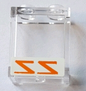 Lego Panel 1 x 2 x 2 with Side Supports - Hollow Studs with Reversed Orange 'ZZ' on White Background Pattern (Sticker) - Set 75144 / Trans-Clear