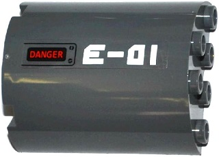 Lego Cylinder Half 2 x 4 x 4 with 'E-01' and 'DANGER' Pattern Model Right Side (Sticker) - Set 60092