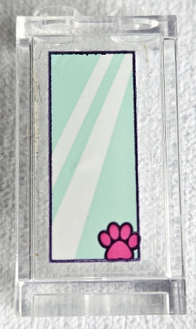 Lego Panel 1 x 2 x 3 with Side Supports - Hollow Studs with Light Aqua Mirror and Dark Pink Paw Print Pattern (Sticker) - Set 41404