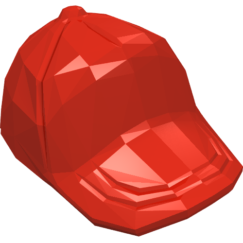 Lego Hat / Cap Short Curved Bill with Seams on Peak and Button on Top / Red
