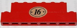 Lego Stickered Assembly 8 x 1 x 2 with Number 16 in Oval Pattern (Sticker) - Set 1620-2