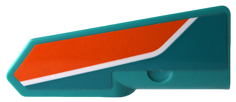 Lego Technic, Panel Fairing #21 Very Small Smooth, Side B with Orange and White Stripes Pattern (Sticker) - Set 42117 / Dark Turquoise