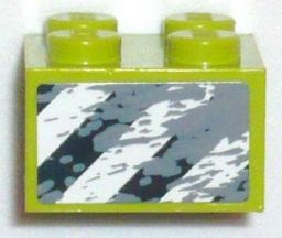 Lego Brick 2 x 2 with Black and White Danger Stripes and Mud Pattern Model Right Side (Sticker) - Set 8957