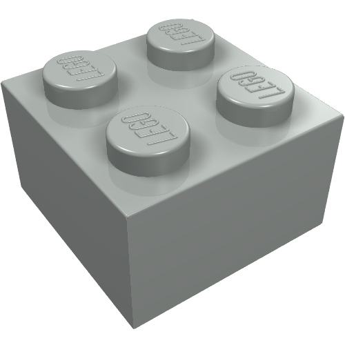 Lego Brick 2 x 2 without Inside Ridges / Light Gray