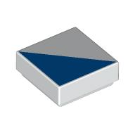 Lego Tile 1 x 1 with Blue Triangle Print / White