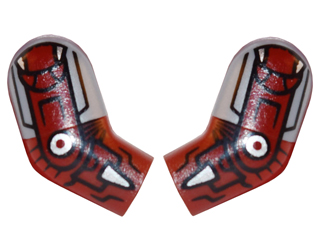 Lego Arm, (Matching Left and Right) Pair with Flat Silver Shoulder and Iron Man Armor Pattern / Dark Red