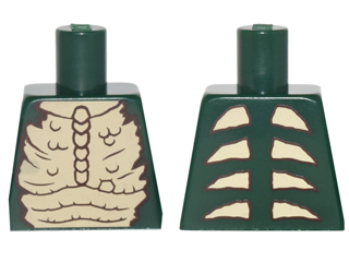 Lego Torso Tan Bare Chest with Bones and Spikes Pattern