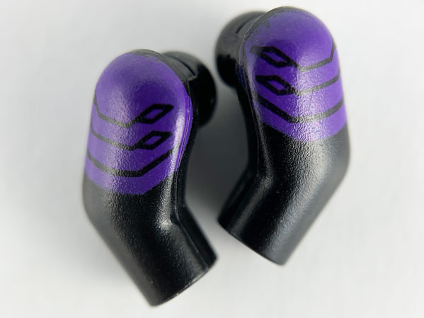 Lego Arm, (Matching Left and Right) Pair with Dark Purple Plated Shoulder Armor Pattern / Black