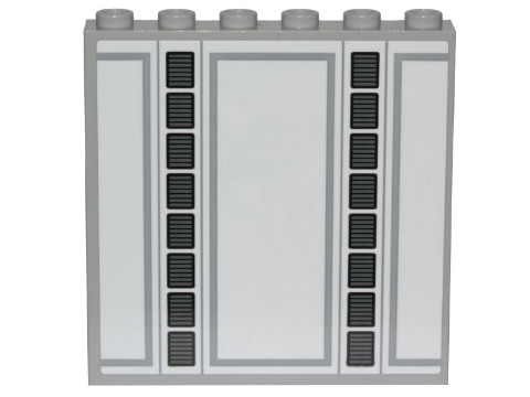 Lego Panel 1 x 6 x 5 with SW Cloud City Gray Lines and Panels Wall Ornament Pattern (Sticker) - Set 75222 / Light Bluish Gray
