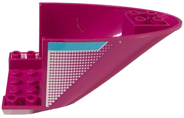 Lego Aircraft Fuselage Aft Section Curved Bottom 6 x 10 with Medium Azure Stripe and White Fading Dots Pattern Model Right Side (Sticker) - Set 41317