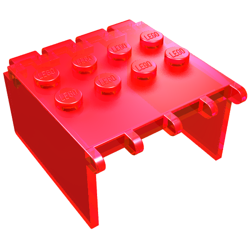 Lego Windscreen 4 x 4 x 2 Canopy Extender, Hinge / Trans-Red