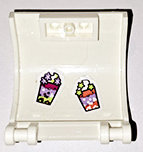 Lego Panel 3 x 4 x 3 Curved with Double Clip Hinge with 2 Bubble Tea Cups with Smiling Faces Pattern (Stickers) - Set 41733 / White