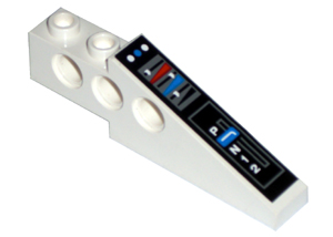 Lego Technic Slope 6 x 1 x 1 2/3 with Gearstick and Controls Pattern (Sticker) - Set 8286 / White