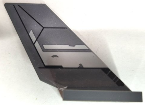 Lego Tail Shuttle with Light Bluish Gray Worn Stripes and Armor Plates with Black Outlines Pattern Model Left Side (Sticker) - Set 75346