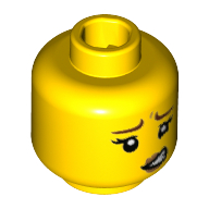 Lego Minifig Head Cactus Girl, Blink, Crooked Mouth / Yellow