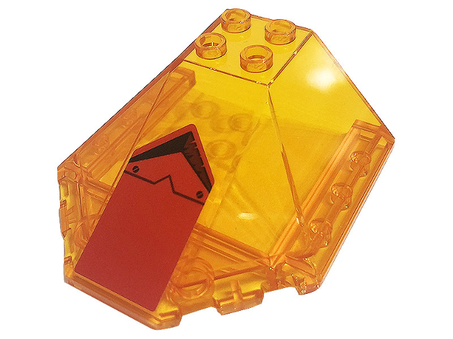 Lego Windscreen 6 x 6 x 2 Canopy with Black Screws, Line and Arrow on Red Background Pattern (Sticker) - Set 71720 / Trans-Orange
