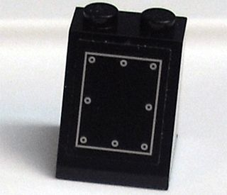Lego Slope 65 2 x 2 x 2 without Bottom Tube with Silver Rectangle and 8 Circles Pattern (Sticker) - Sets 3740 / 3741 / 10205 / 4186868