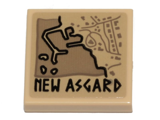 Lego Tile 2 x 2 with Map 'NEW ASGARD' Pattern (Sticker) - Set 76208