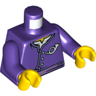 Lego Torso Tunic Jacket with Buttons and Postal Horn Print, Dark Purple Arms, Yellow Hands / Dark Purple