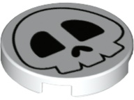 Lego Tile, Round 2 x 2 with Bottom Stud Holder With Skull Pattern