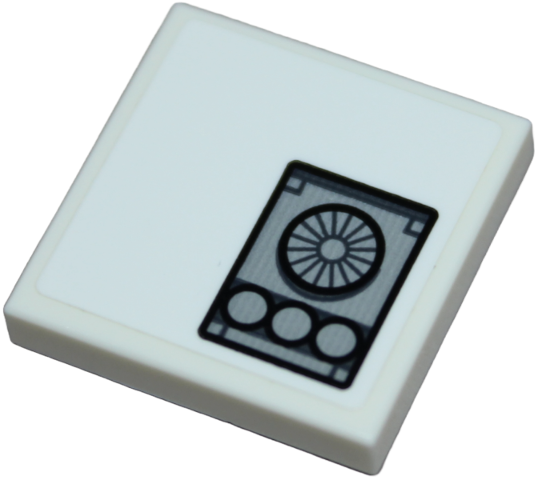 Lego Tile 2 x 2 with Light Bluish Gray Air Vent Panel with Dark Bluish Gray Fan and Black Outline Pattern (Sticker) - Set 75387