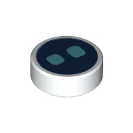 Lego Tile Round 1 x 1 with Black Circle and 2 Medium Blue Circles print / White