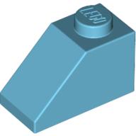 Lego Brick Sloped 45° 2 x 1 with Bottom Pin / Medium Azure