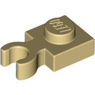 Lego Plate Special 1 x 1 with Clip Vertical [Thick Open O Clip] / Tan